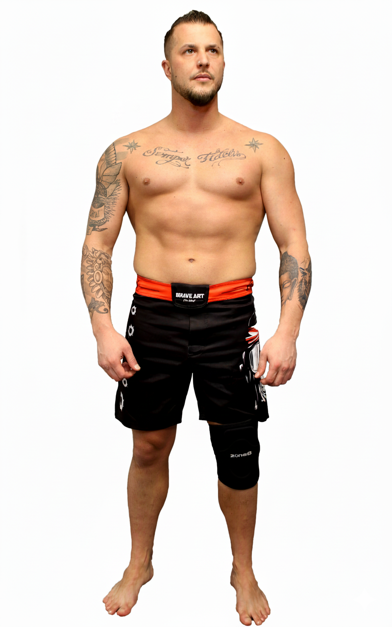 Genouillère de la marque Zone 8 sur un athlète